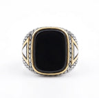 New Italian Ring big black stone stainless steel for boys and men