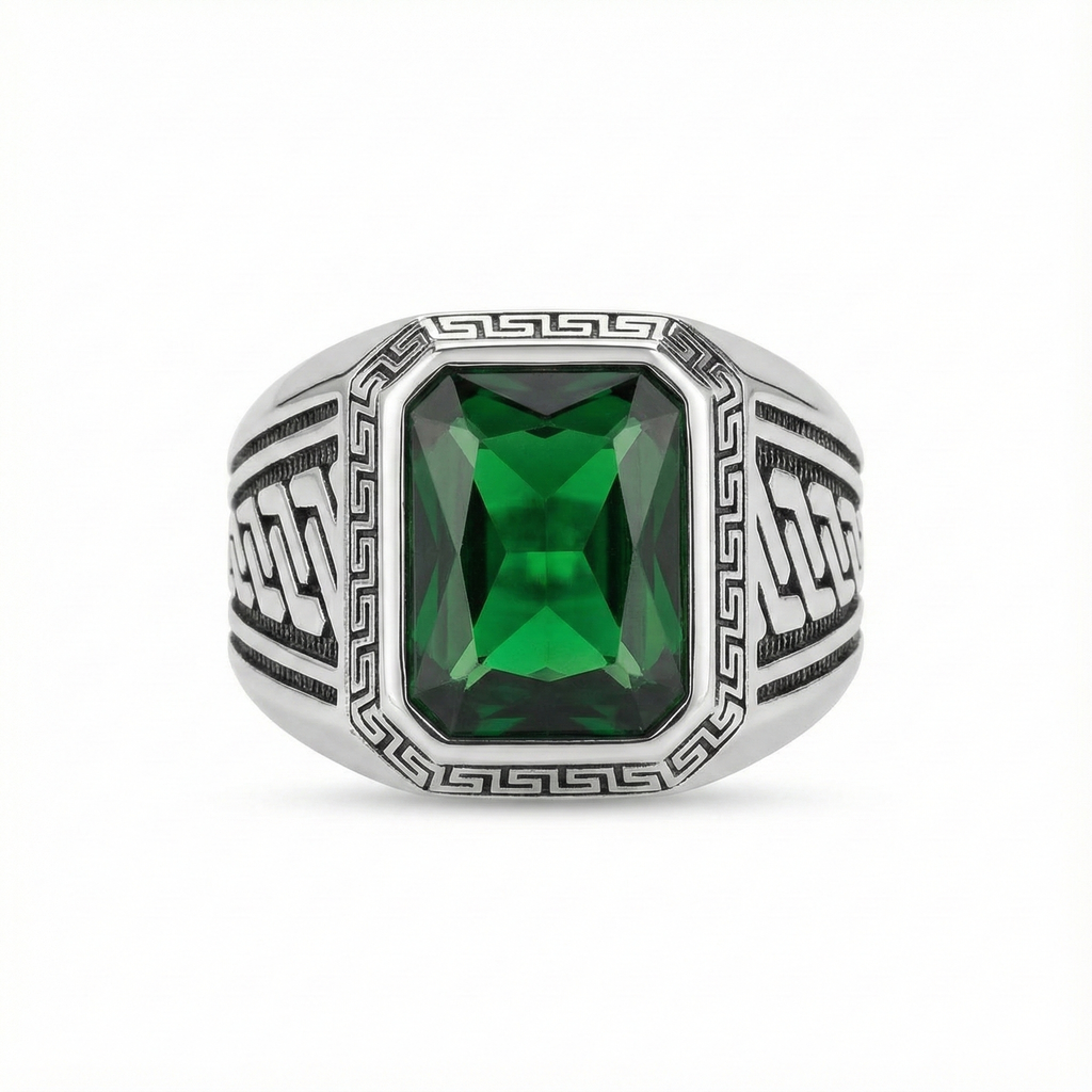New italian Ring Green stone model for men and boys