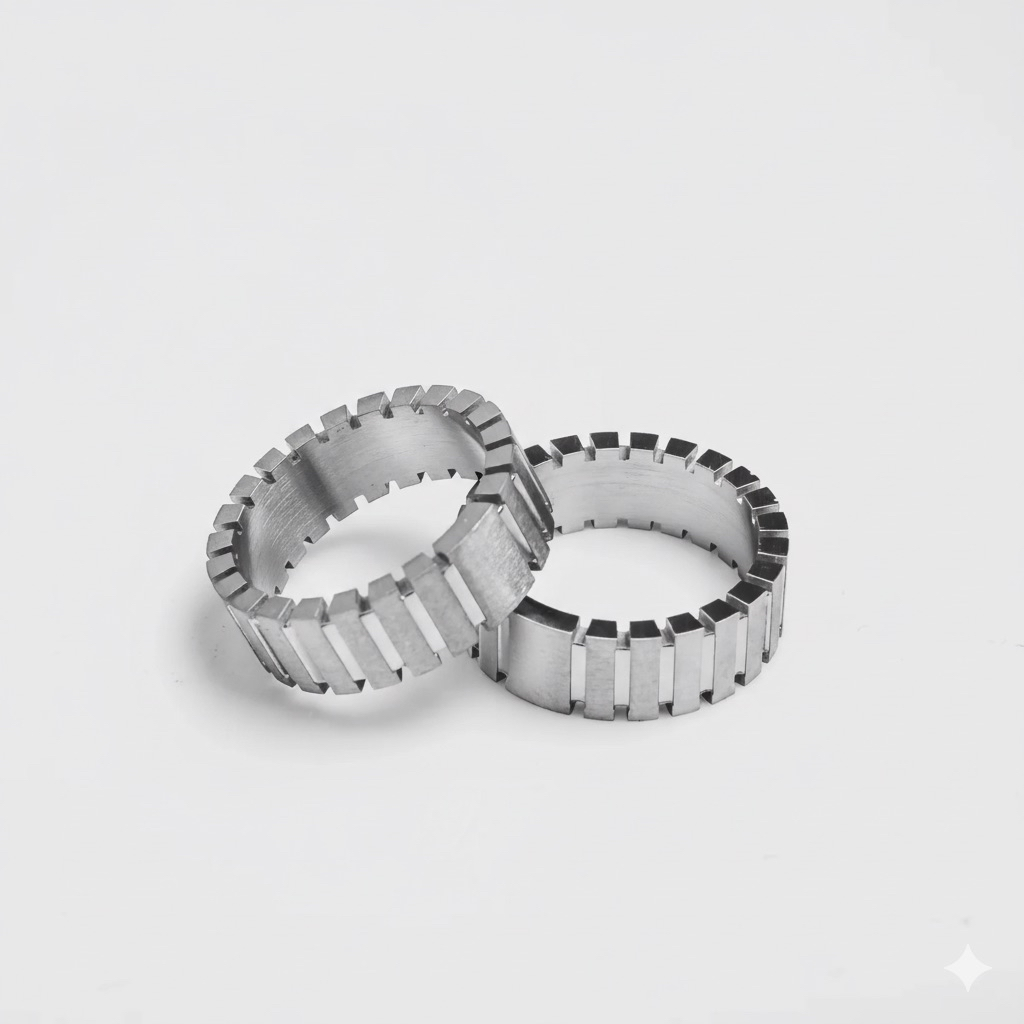Modern Gear-Cut Ring - Men's Fashion Ring